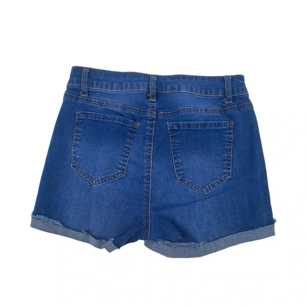 No Boundaries High Rise Cuffed Hem Distressed Jean Shorts Size 5 Women’s